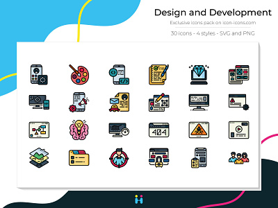 Design and Development icons (Filled Line)