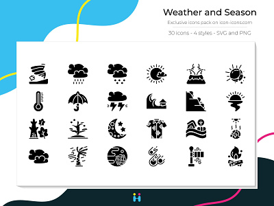 Weather and Season (Solid) autumn cloud design exclusive icons free icons freebie graphicdesign icons illustration illustrator logo nature pictogram season spring summer sun weather winter