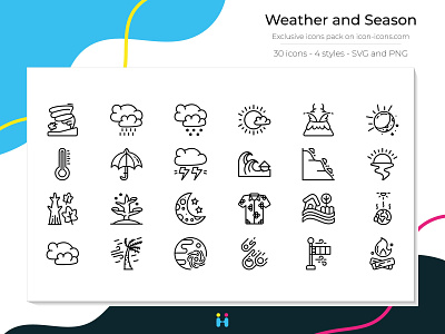 Weather and Season (Line) autumn cloud design exclusive icons free icons freebie graphicdesign icons illustration illustrator logo nature pictogram season spring summer sun weather winter