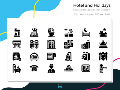 Hotel and Holidays icons (Solid) design exclusive icons free icons freebie graphicdesign holiday hotel icons illustration illustrator logo pictogram vacation
