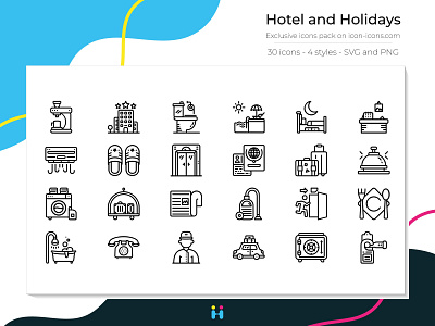 Hotel and Holiday icons (Line) design exclusive icons free icons freebie graphicdesign holiday hotel icons illustration illustrator logo pictogram vacation