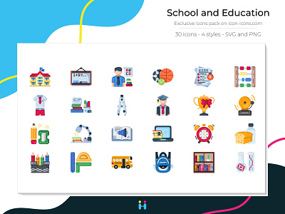 School and Education icons (Flat) design education exclusive icons free icons freebie graphicdesign icons illustration illustrator logo pictogram school university