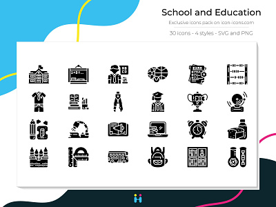 School and Education icons (Solid) design education exclusive icons free icons freebie graphicdesign icons illustration illustrator logo pictogram school university