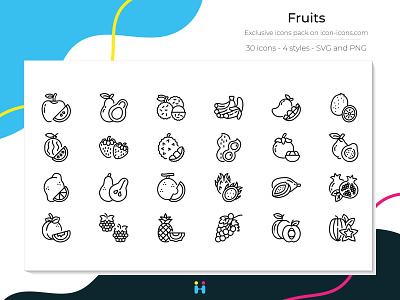 Fruits icons (Line) design exclusive icons food free icons freebie fruit fruits graphicdesign icons illustration illustrator logo pictogram