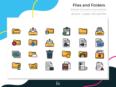 Files and Folders icons (Filled Line) archive design exclusive icons files folders free icons freebie graphicdesign icons illustration illustrator logo office pictogram uiux