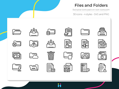 Files and Folders icons (Line) archive design exclusive icons files folders free icons freebie graphicdesign icons illustration illustrator logo office pictogram ui ux