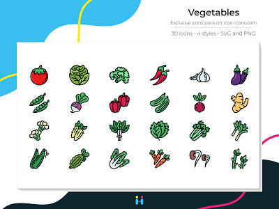 Vegetables icons (Filled Line) design exclusive icons food free icons freebie fruit graphicdesign icon icons illustration illustrator logo menu pictogram restaurant vegetables
