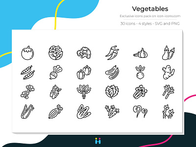 Vegetables icons (Line)