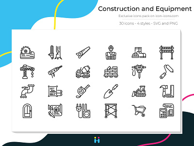 Construction and Equipment icons (Line) construction design equipment exclusive icons free icons freebie graphicdesign icons illustration illustrator logo pictogram vehicle work worker