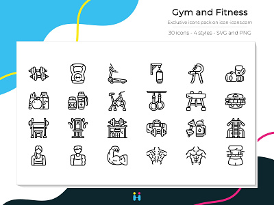 Gym and Fitness icons (Line)