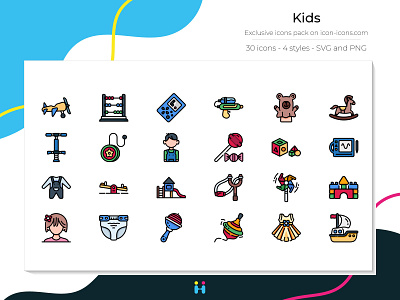 Kids icons (Filled Line) design exclusive icons free icons freebie graphicdesign icons illustration illustrator kids logo pictogram