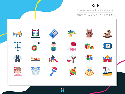 Kids icons (Flat) design exclusive icons free icons freebie graphicdesign icons illustration illustrator kids logo pictogram