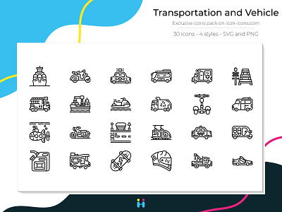 Transportation and Vehicle icons (Line)