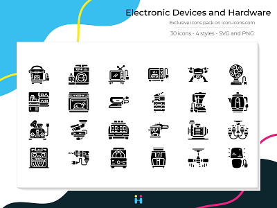 Electronic Devices and Hardware icons - Solid design electronic devices exclusive icons free icons freebie graphicdesign hardware home appliance icons illustration illustrator logo pictogram