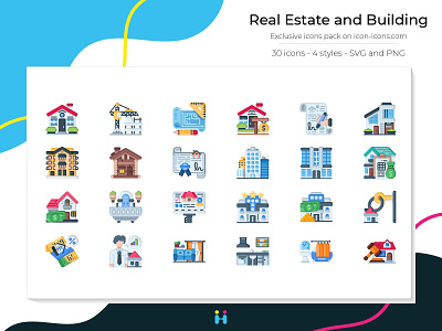 Real Estate and Building icons - Flat