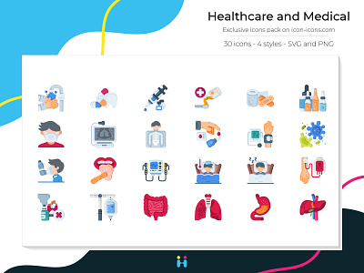 Healthcare and Medical icons - Flat