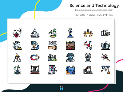 Science and Technology icons - Filled Line design exclusive icons free icons freebie graphicdesign icons illustration illustrator logo pictogram science technology