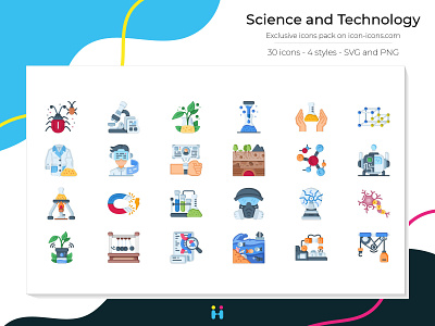 Science and Technology icons - Flat