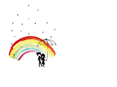 Cold Times aquarelle art happy illustration love rain rainbow