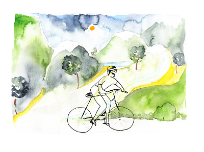 CYCLING adventure aquarelle art cycling drawing illustration illustrator nature