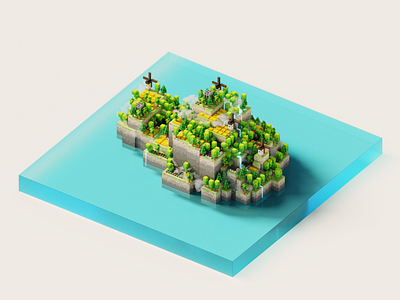 Tiny World design illustration pixelart voxelart