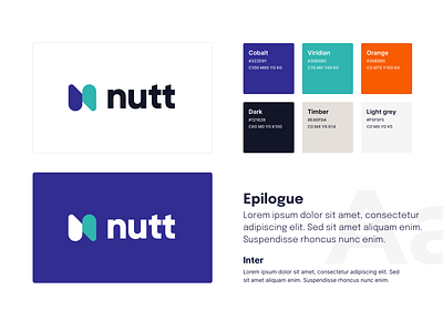 Brand styling for Nutt app blue brand branding colors logo mark mobile native nutt orange product purple styleguide typography whitelabel