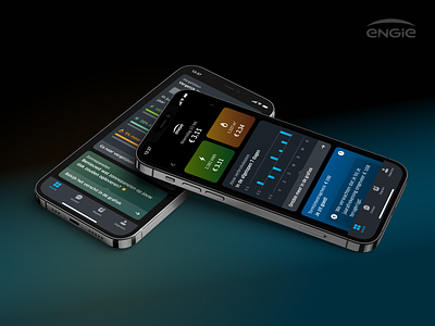 ENGIE's darkmode iOS app app b2c blue dark darkmode dashboard dutch energy engie green home ios mobile native orange ui ux