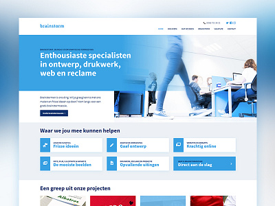 Brainstorm website homepage blue brainstorm design agency homepage portfolio webdesign