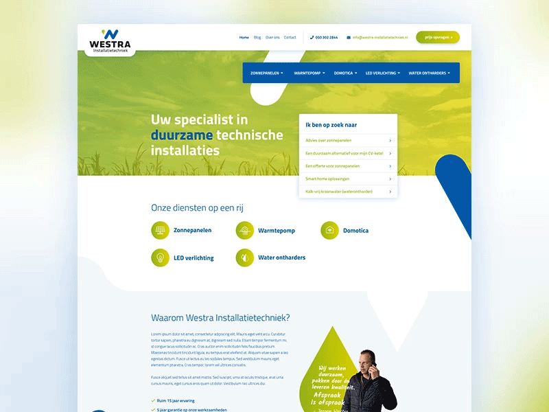 Homepage desktop and mobile blue green homepage mobile responsive tech ui ux webdesign