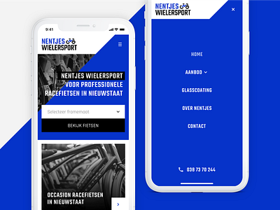 Identity and webdesign Nentjes Wielersport blue mobile racing bycicle web webdesign