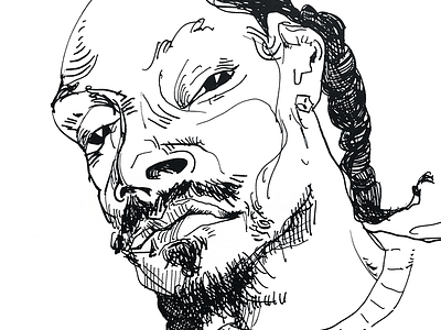 Snoop illustration line art pen and ink portrait