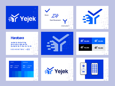 Yejek branding brand identity branding data delivery fintech hightech logistinc logodesign modern movement saas style guideline tech technology unused