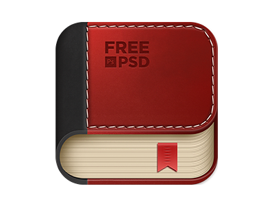 Book App Icon book book icon free icon free psd icon leather leathered book psd stitch