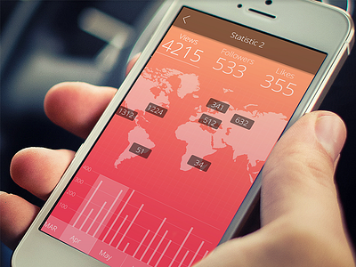 Statistic UI Orange Edition app design black colored ui graphic ios 8 ios design ios ui iphone 6 iphone 6 plus iphone in hand statistic