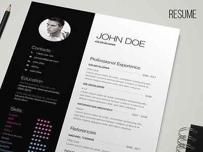 Resume a4 bauhaus cv design developer elegant indesign template minimalist design portfolio professional resume