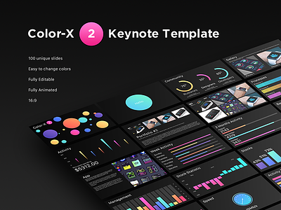 Color-X 2 Keynote Template animation app ui chart colored icons colored keynote colored presentation infographic iphone 6 plus iphone 6s plus keynote power point presentation