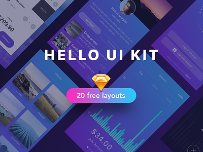 Hello UI Kit Free app app design free psd free sketch hello ui kit ios 10 ios app ios ui kit ui design ui kit user interface wireframe