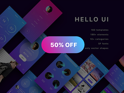 Hello UI Kit 50% OFF app app design free psd free sketch hello ui kit ios 10 ios app ios ui kit ui design ui kit user interface wireframe