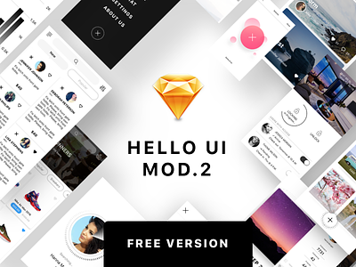 Hello UI Kit Mod. 2 Free Version app app design free psd free sketch hello ui kit ios 10 ios app ios ui kit ui design ui kit user interface wireframe