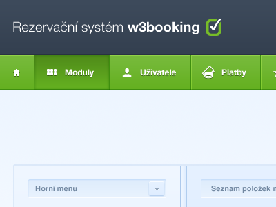 W3booking menu application clean design light simple web