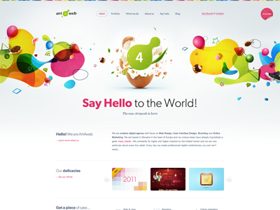 New Art4web agency clean colorful homepage simple website