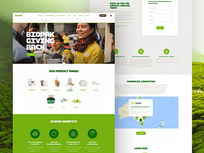 Biopak website bio ecommerce green hero homepage interface landing search website