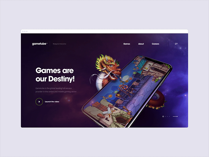 Gametube - landing page game games gaming home homepage landing web webdesign website