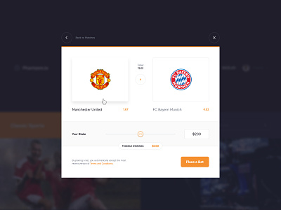 Betting Platform – Bet tip bet betting esports interface modal popup range slider sport team tip ui website window