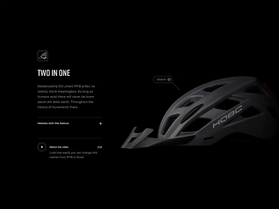 HQBC Product Showcase animation bike dark helmet minimal product prototype scrolling story web web design webdesign website