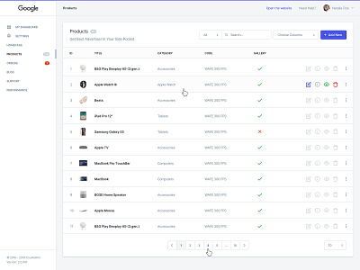 CMS Theme – List admin admin panel clean cms dashboard dashboard ui laravel products sidebar table template web webdesign