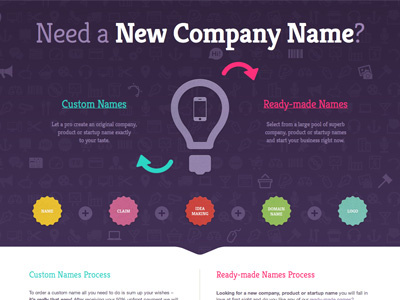 New company name badge big typography interface simple ui web website