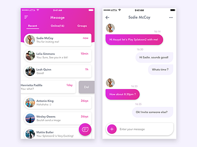 Chat App "Wing" UI Design app chat design ios smartphone ui