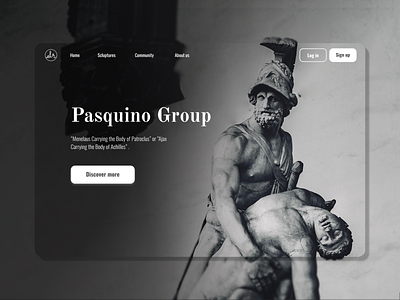 Website design: Landing page dark design figma history home page homepage landing landing page landingpage login sculpture sign up site statue ui uiux ux web web design website