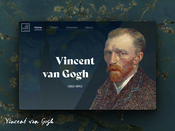 Vincent van Gogh Art - Website design by Tebi on Dribbble